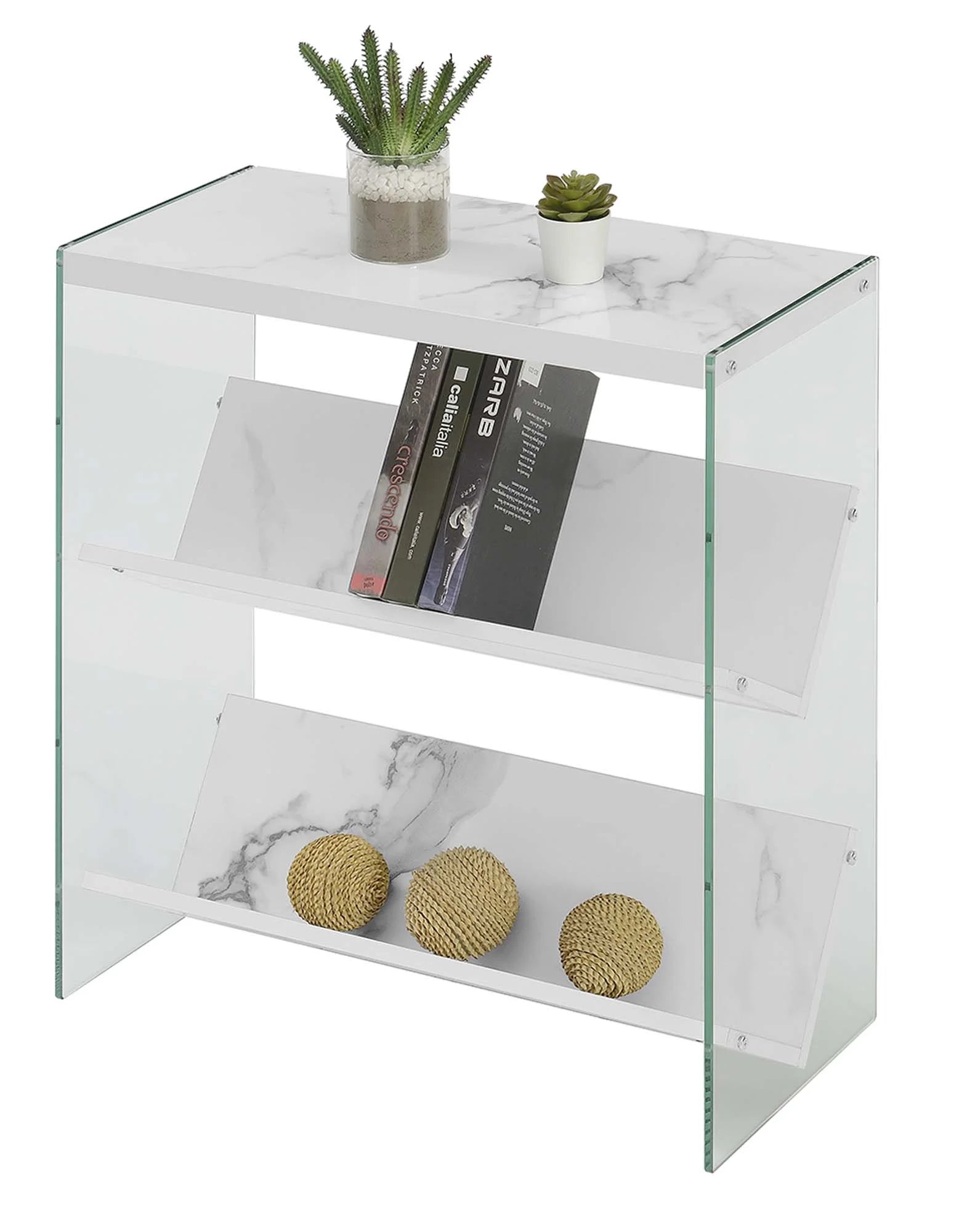 White Faux Marble Bookcase Y25674