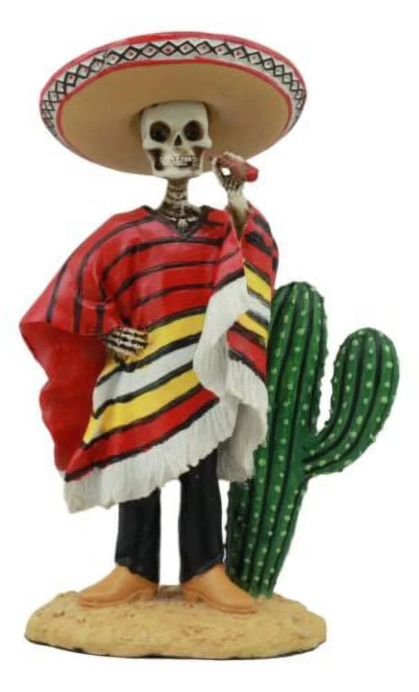 Skeleton Statue with Poncho Sombrero Cigar M158