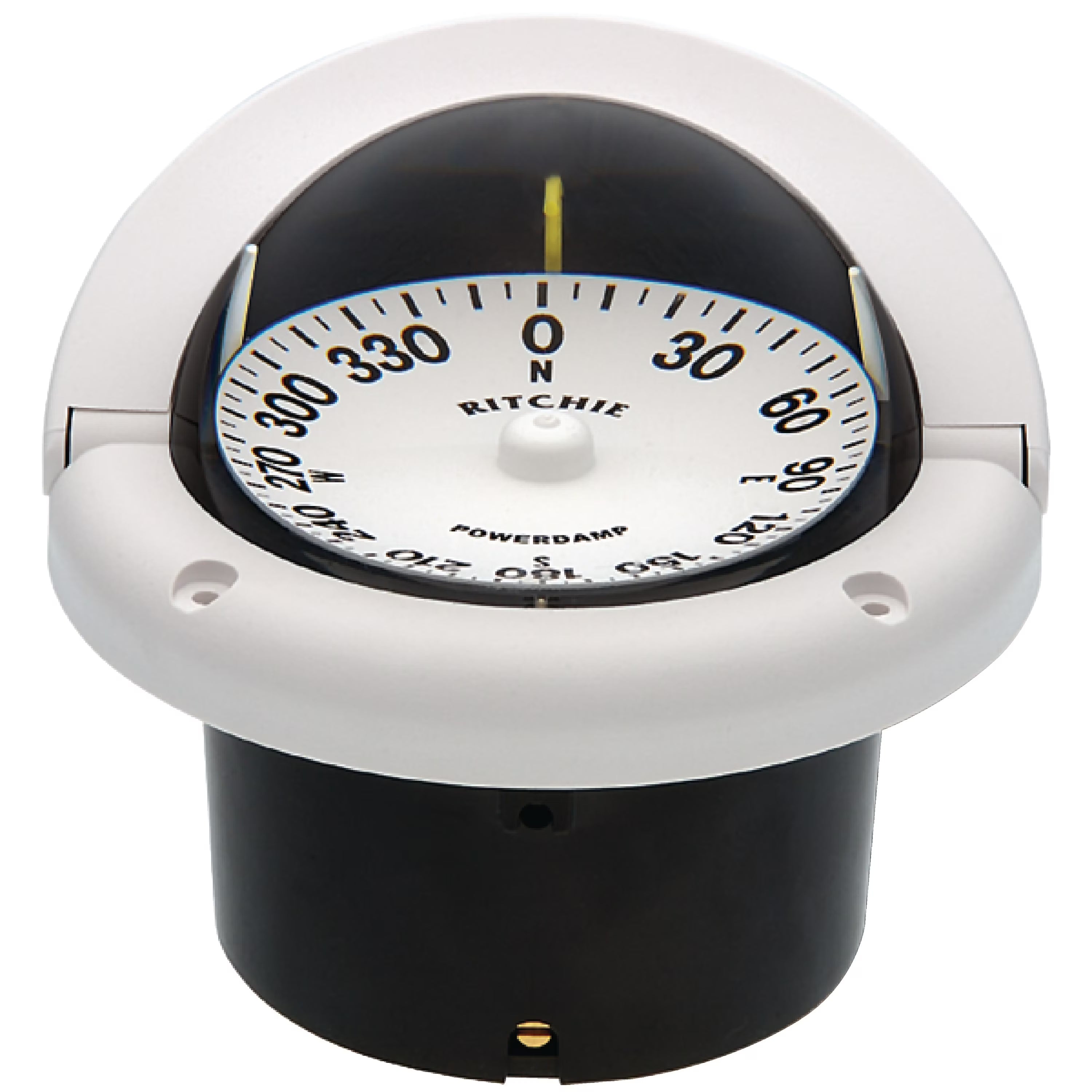 White Flat Dial Boat Compass with Green Light & Flush Mount Y7405