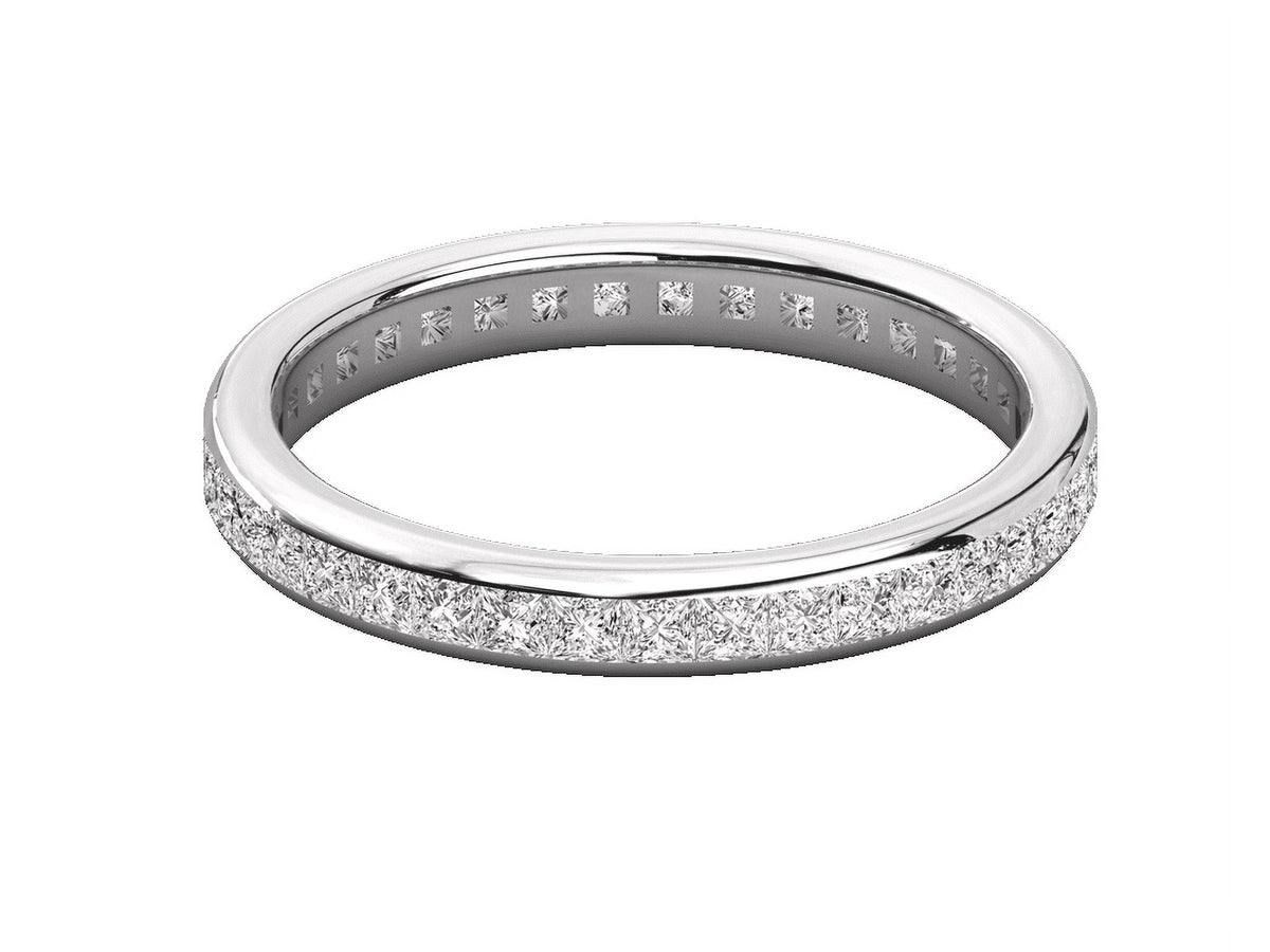 1.70MM Princess Cut Colorless Moissanite Eternity Band, 925 Silver Q679