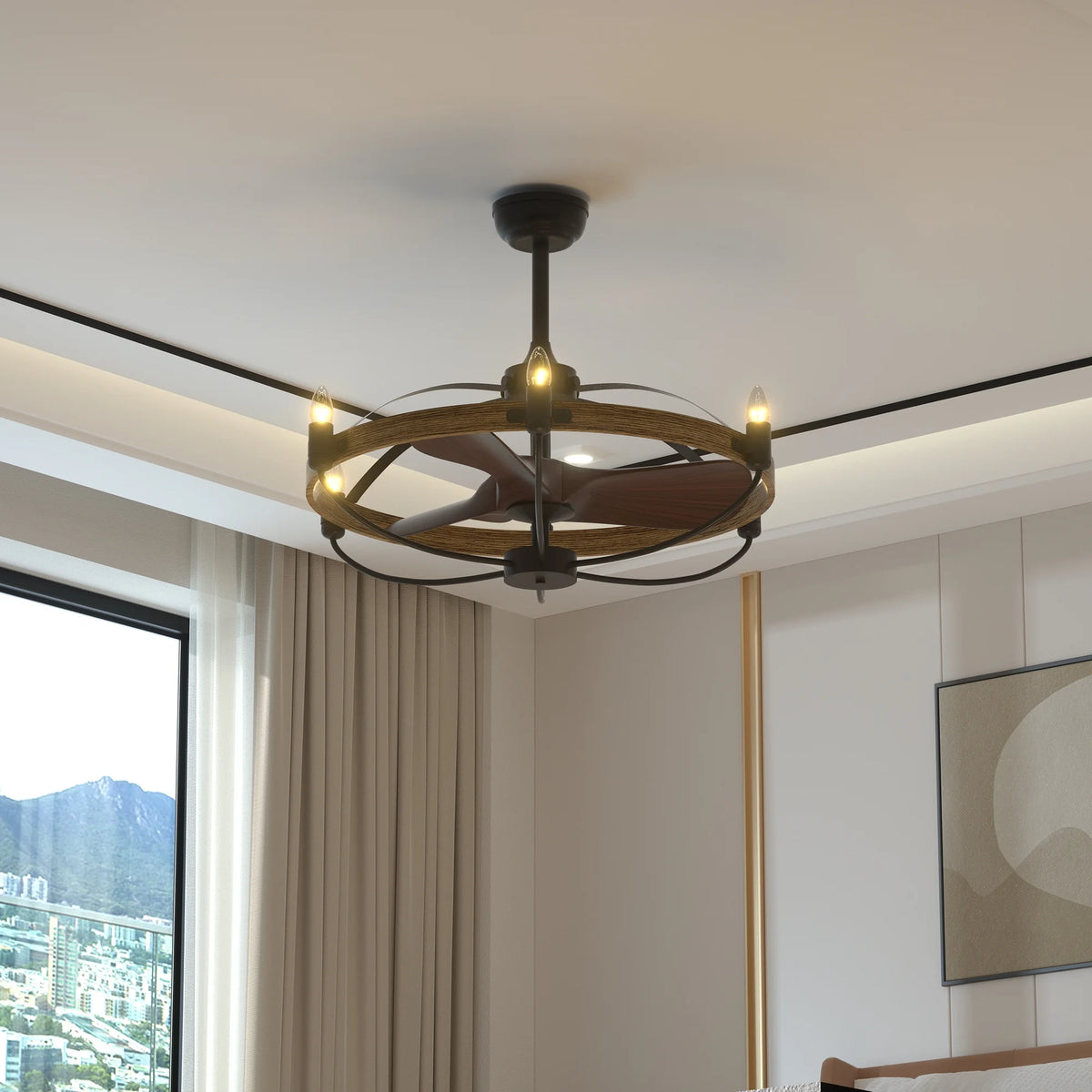 Farmhouse Ceiling Fan with 6 Lights K808