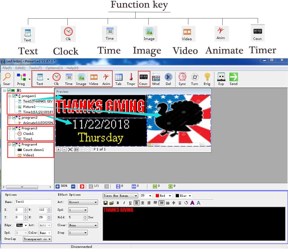 39x14 Indoor Full Color LED Programmable Scrolling Display Message Board T80742