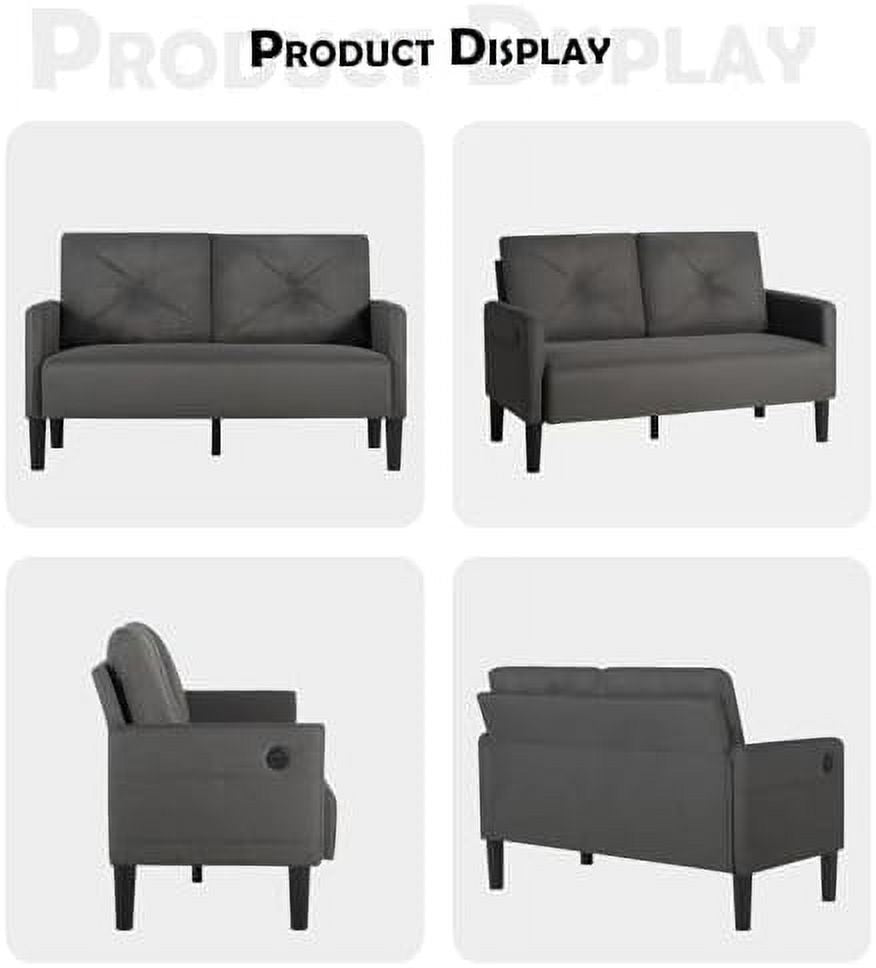 56" Tufted 2 Seater Sofa with Charger Port A927