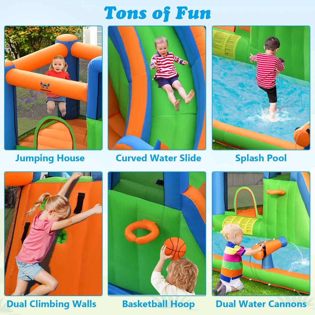 Inflatable Water Slide Bounce Castle with Dual Climbing Walls & 750W Blower A619