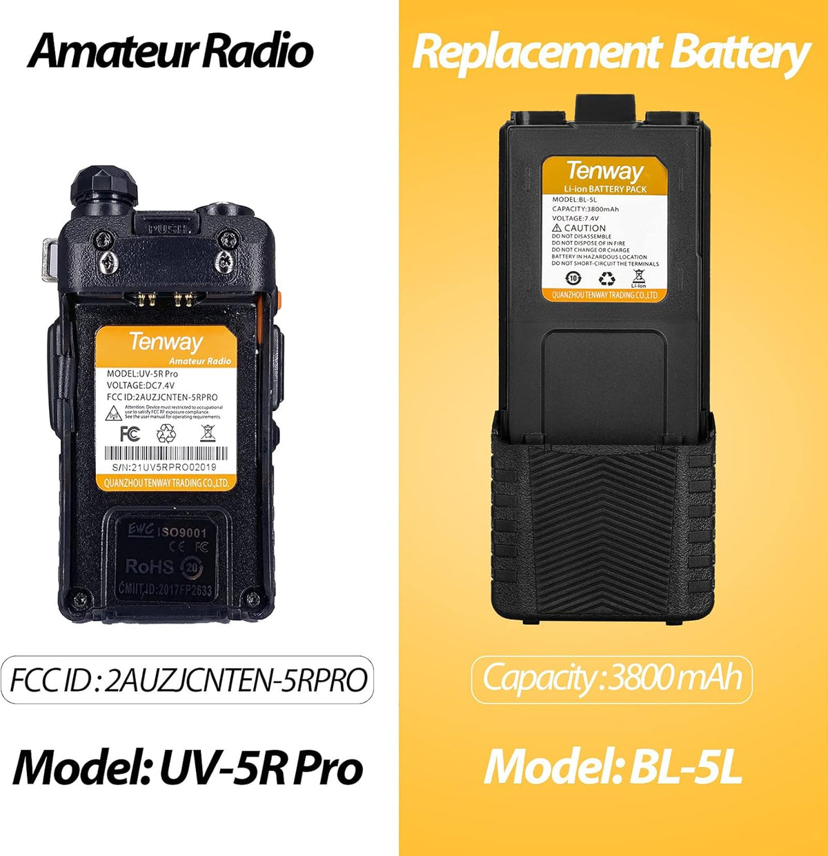 8W Dual Band Two Way Radio 2Pack with 3800mAh Battery N65785