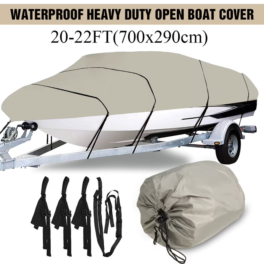 210D Trailerable Boat Cover for 20-22ft Boat, Heavy Duty Waterproof, Beige G420