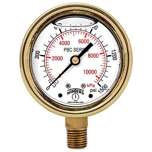 2.5x22 Brass Pressure Gauges 0/1500 PSI/KPA Y6724