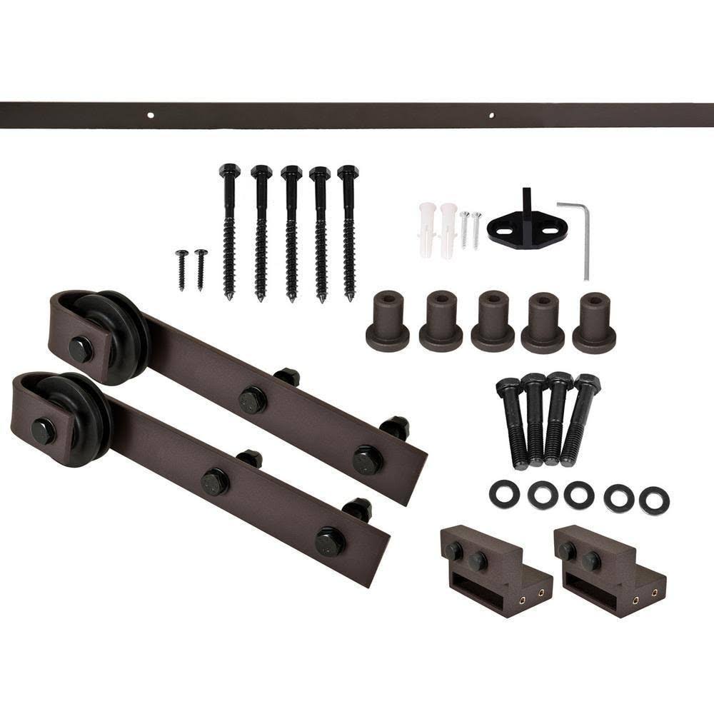 Jungle Green Stained Wood Interior Sliding Barn Door with Hardware Kit K675