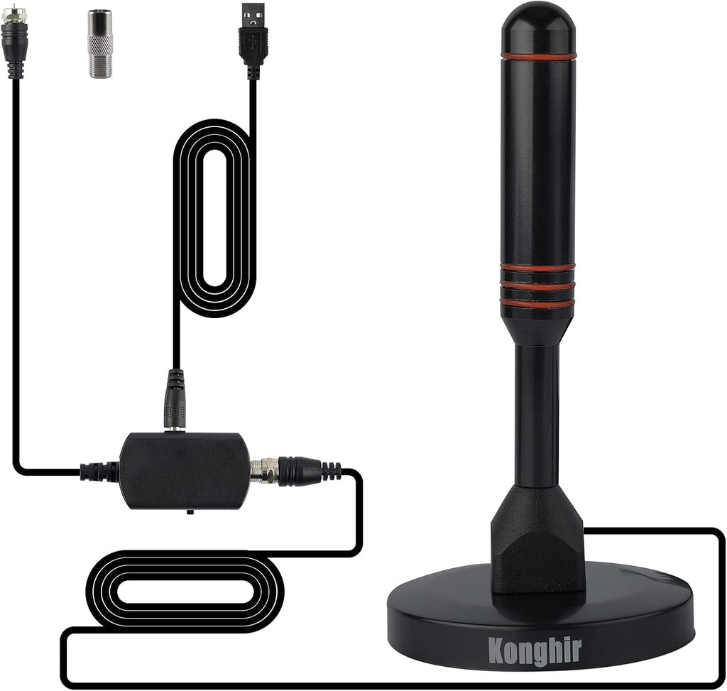 Portable Indoor TV Antenna with Amplifier Signal Booster and 16.5 feet Cable Pack of 2 C10926