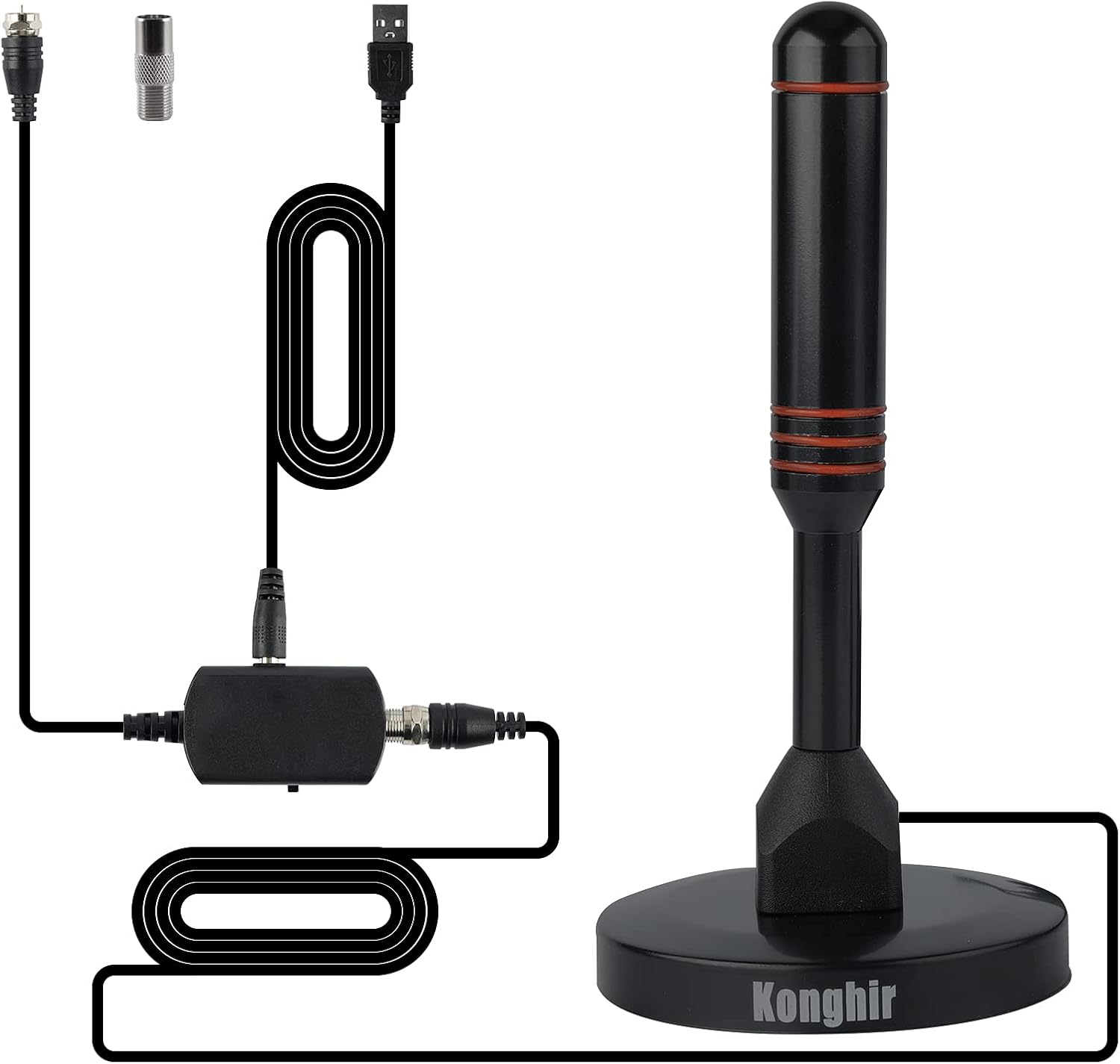 Portable Indoor TV Antenna with Amplifier Signal Booster and 16.5 feet Cable Pack of 2 C10926