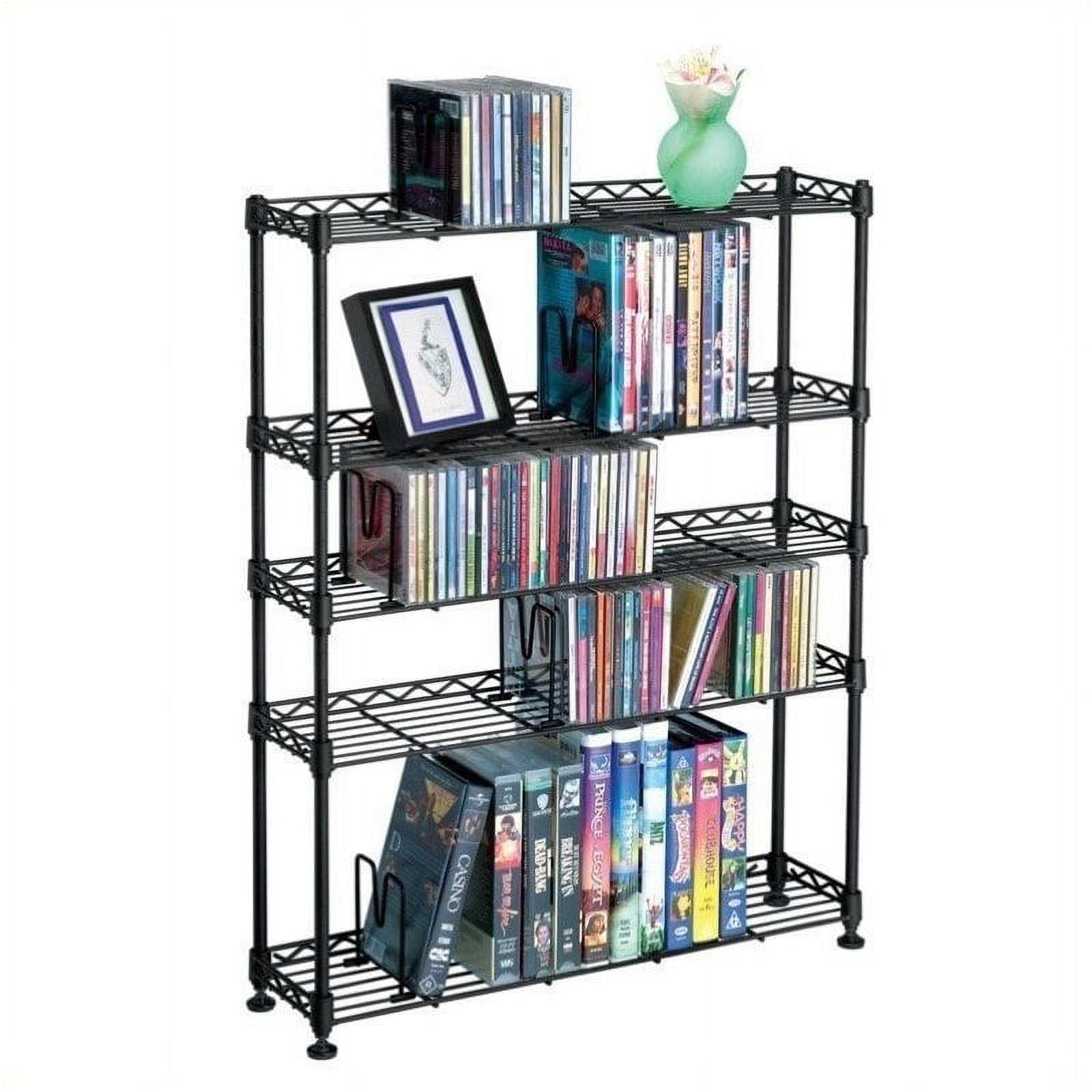 5-Tier Adjustable Multimedia Storage Rack in Black X5248