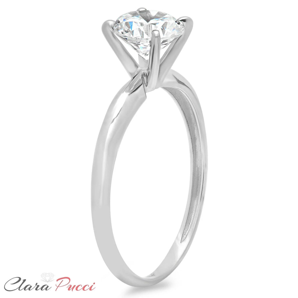 1.5ct Round Cut Clear Lab Created Moissanite 18k White Gold Solitaire Ring Size 3.5 V4816