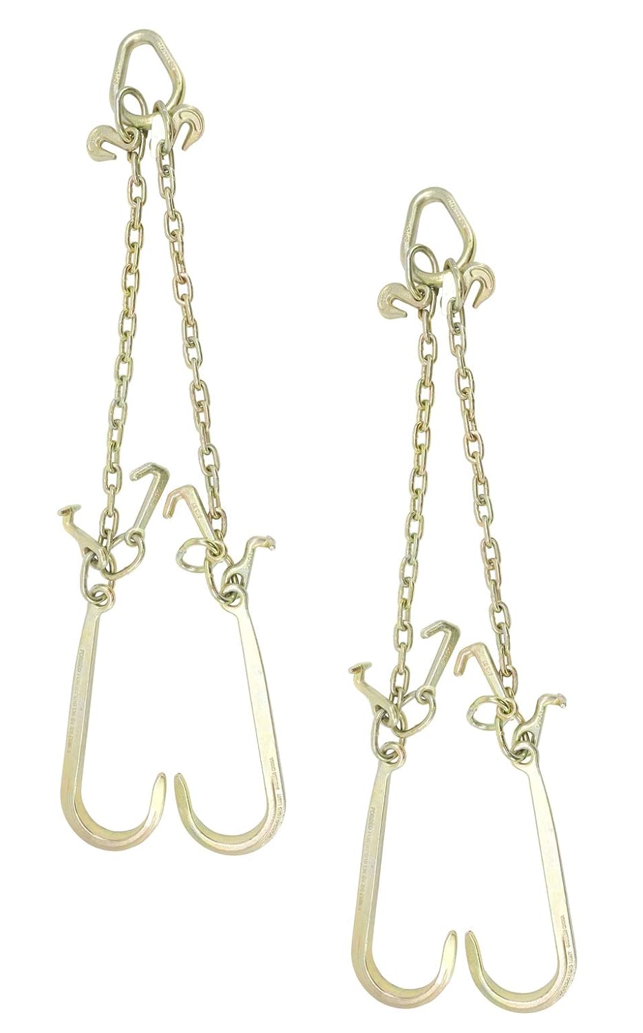 5/16" G70 V-Chain Bridle with 15" Large J Hooks, T-Hook & J-Hook with Grab Hooks 2' Legs (2 Pack) T423798