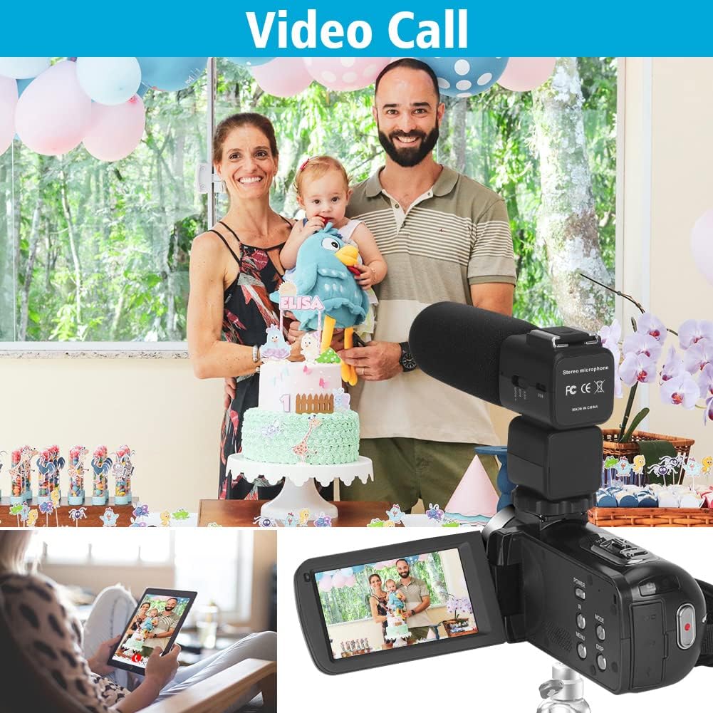 4K UHD 56MP Vlogging Camera with Microphone, 16X Zoom, 3.0 Touch Screen, IR Night Vision, Wi-Fi J76333
