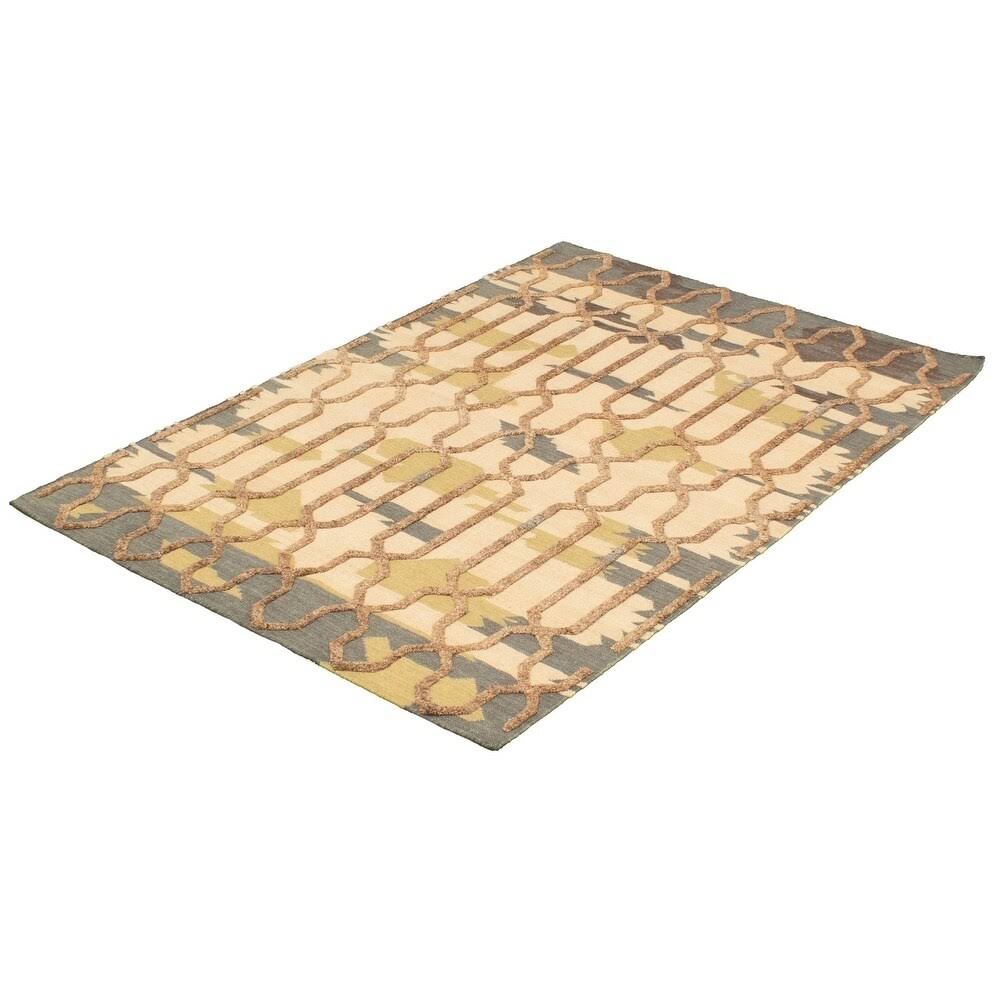 Ivory Wool Kilim Rug B176442