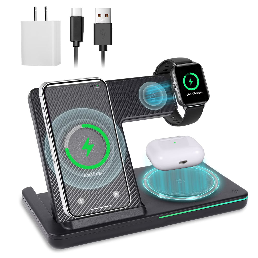 White 18W Foldable Wireless Charging Station A3353