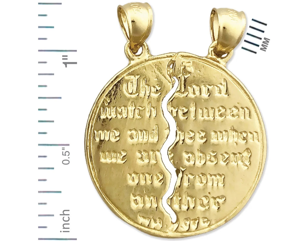 14K Gold Breakable Mizpah Coin Pendant V326