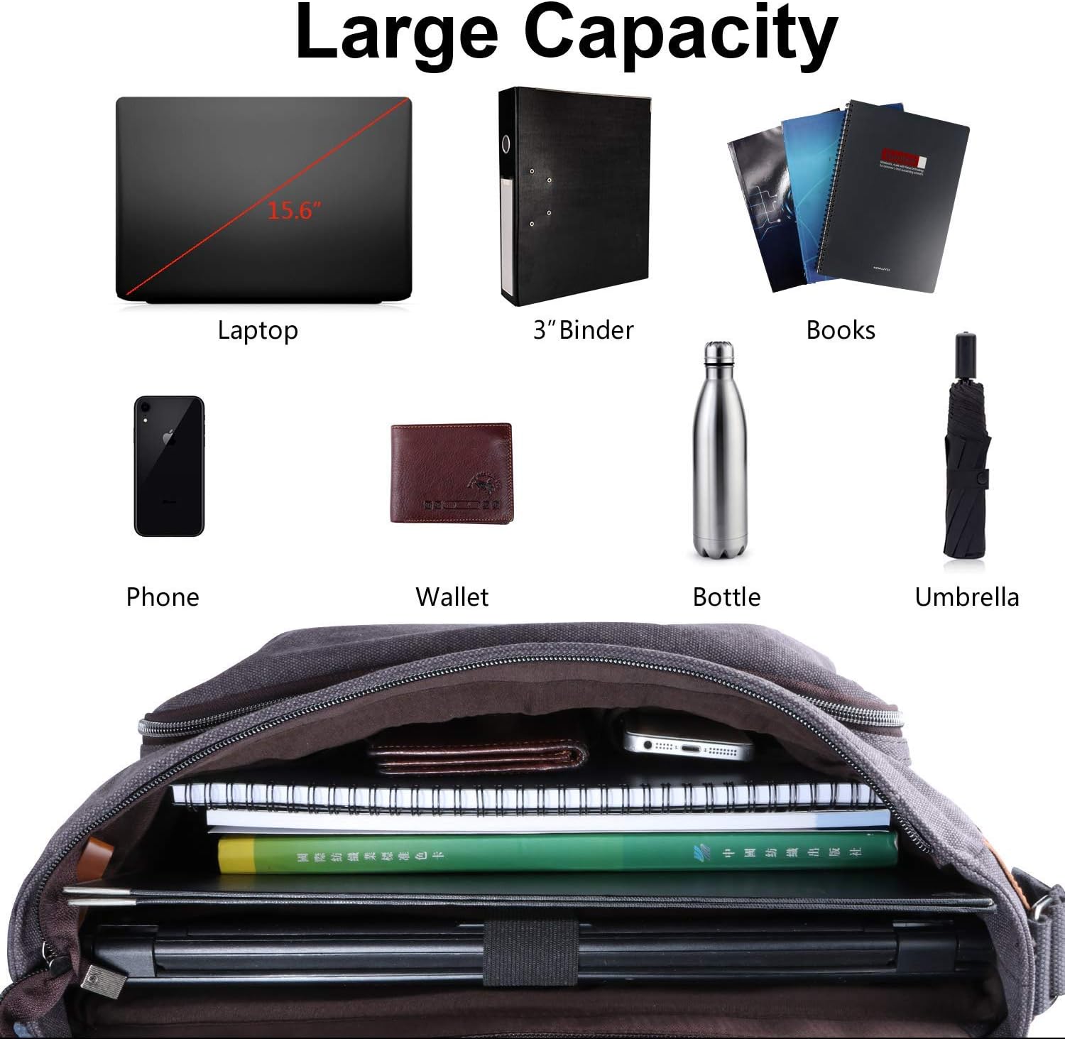 Water-resistance Canvas Laptop Messenger Bag W516