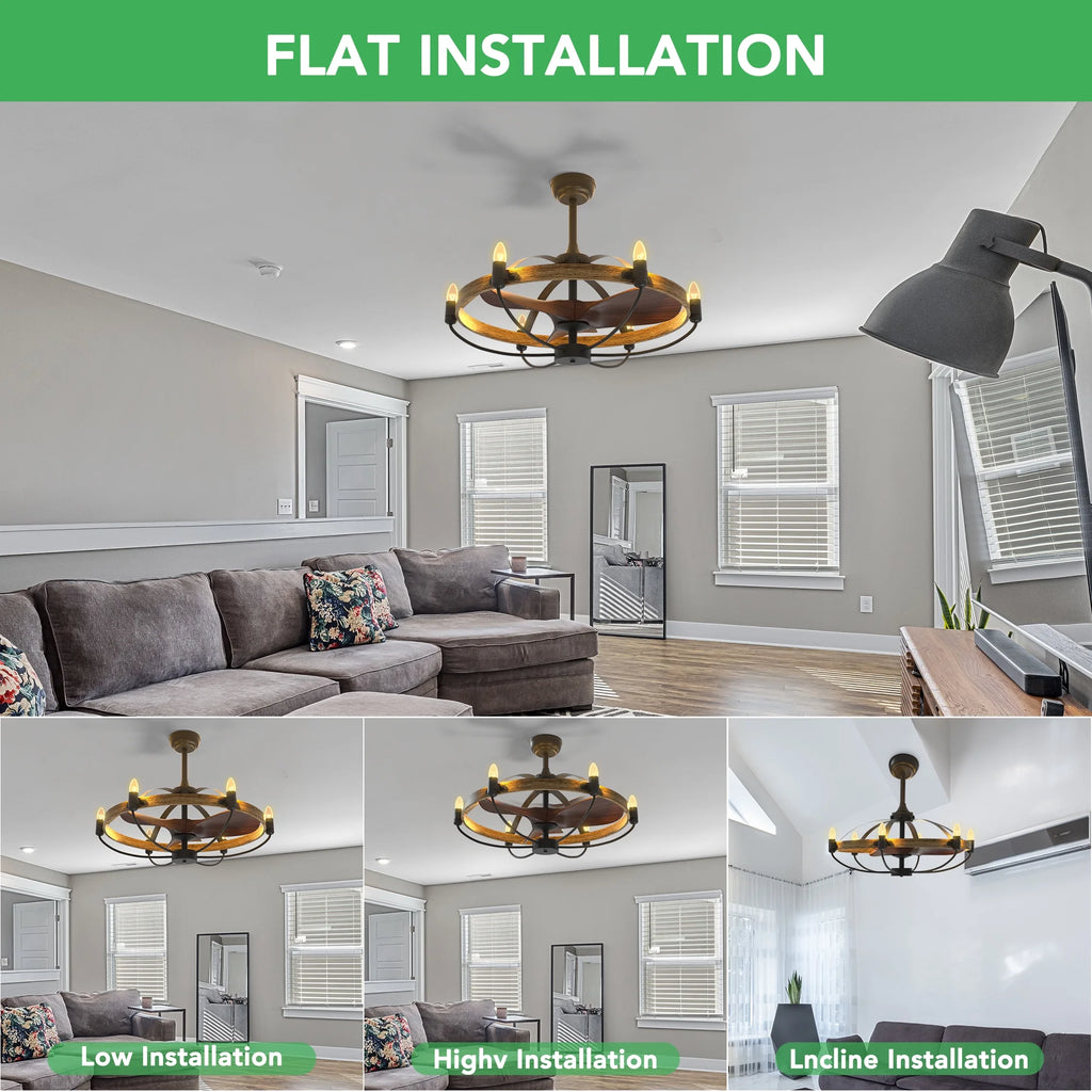 Farmhouse Ceiling Fan with 6 Lights K808