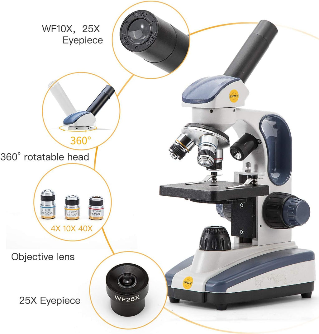 Compound Monocular Microscope with 40X-1000X Magnification J233541