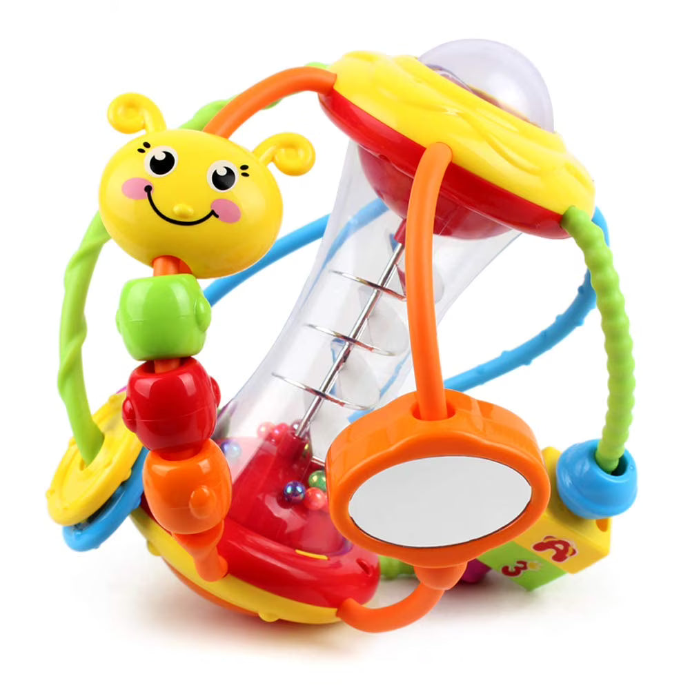 Baby Rattles Toys with Mirror Spinner Beads, Activity Ball Infant Toys A878