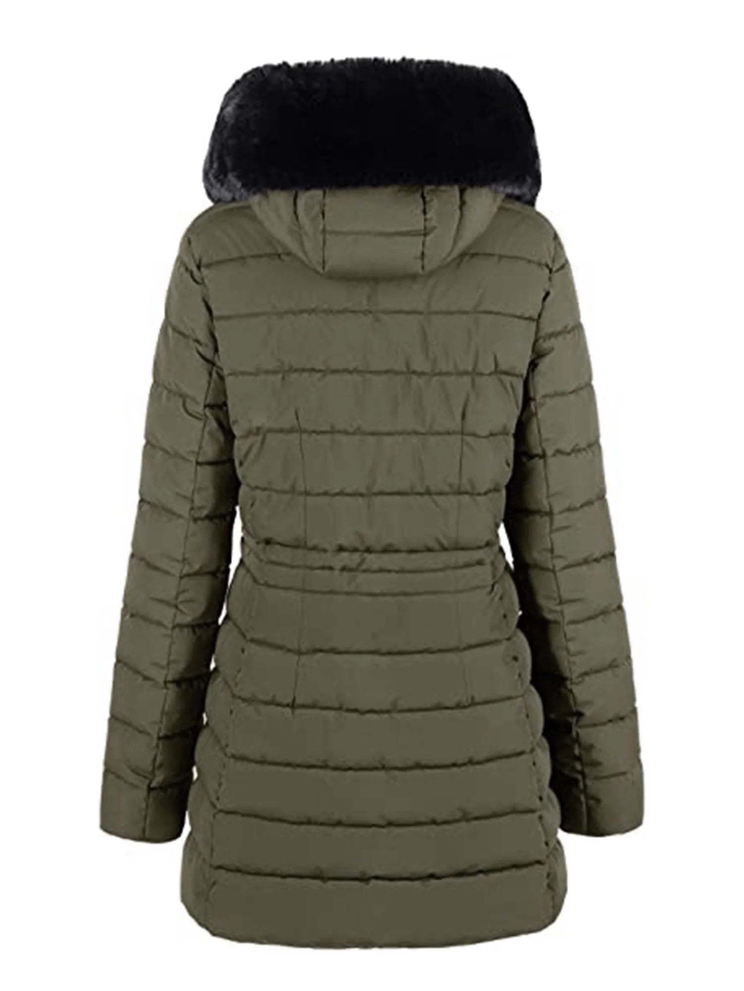 Water-Resistant Full-Zip Long Puffer Coat with Removable Hood X23414