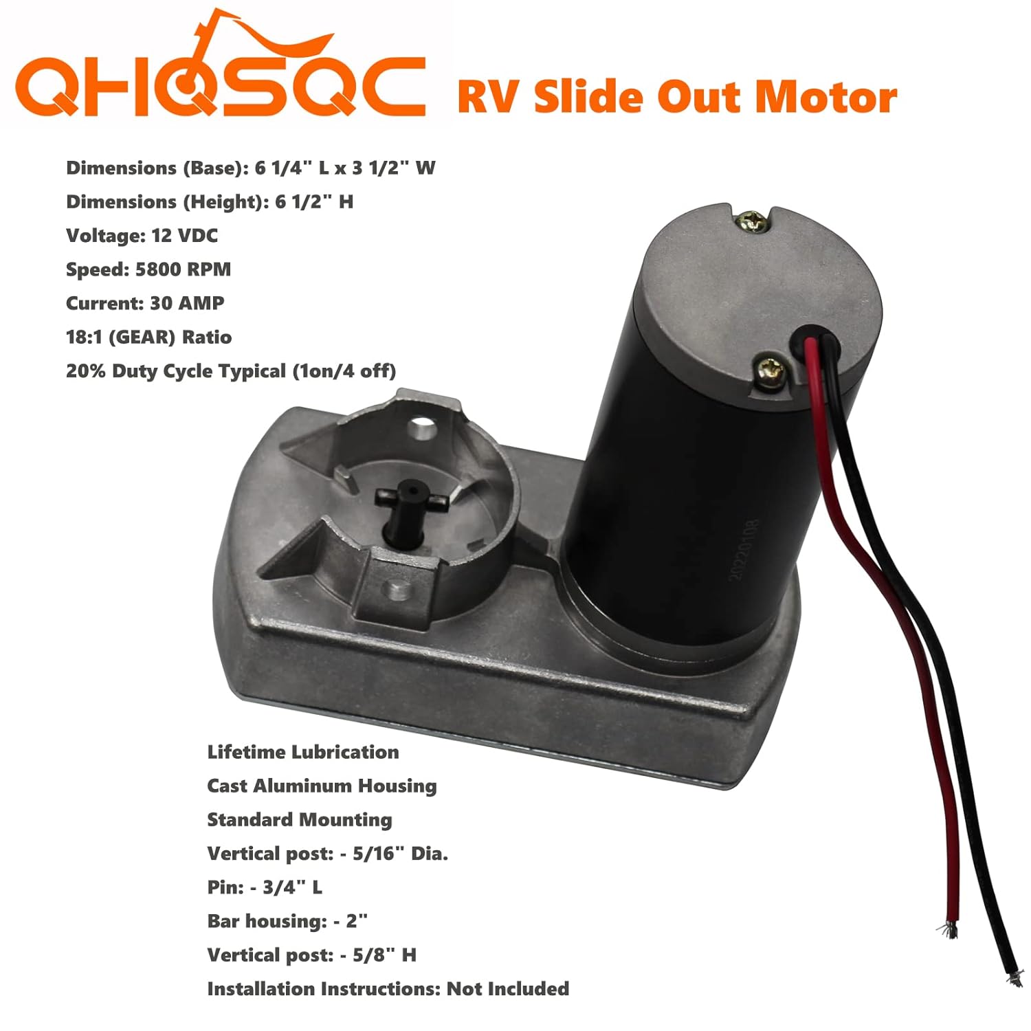 RV Slide Out Motor 30 Amp 12 Volt 5800 RPM Z358953