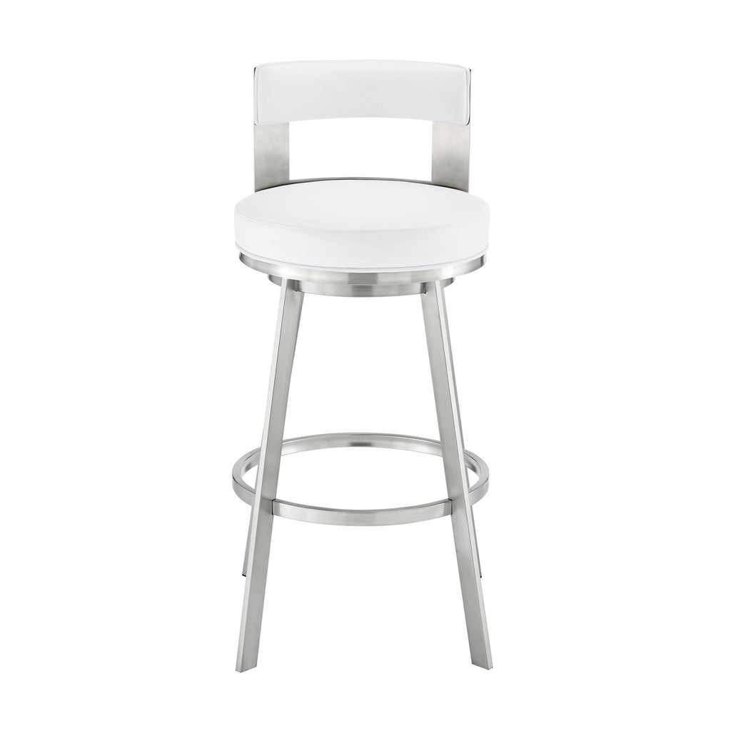 Swivel Faux Leather/Metal Counter Stool in Black/Chrome D23447
