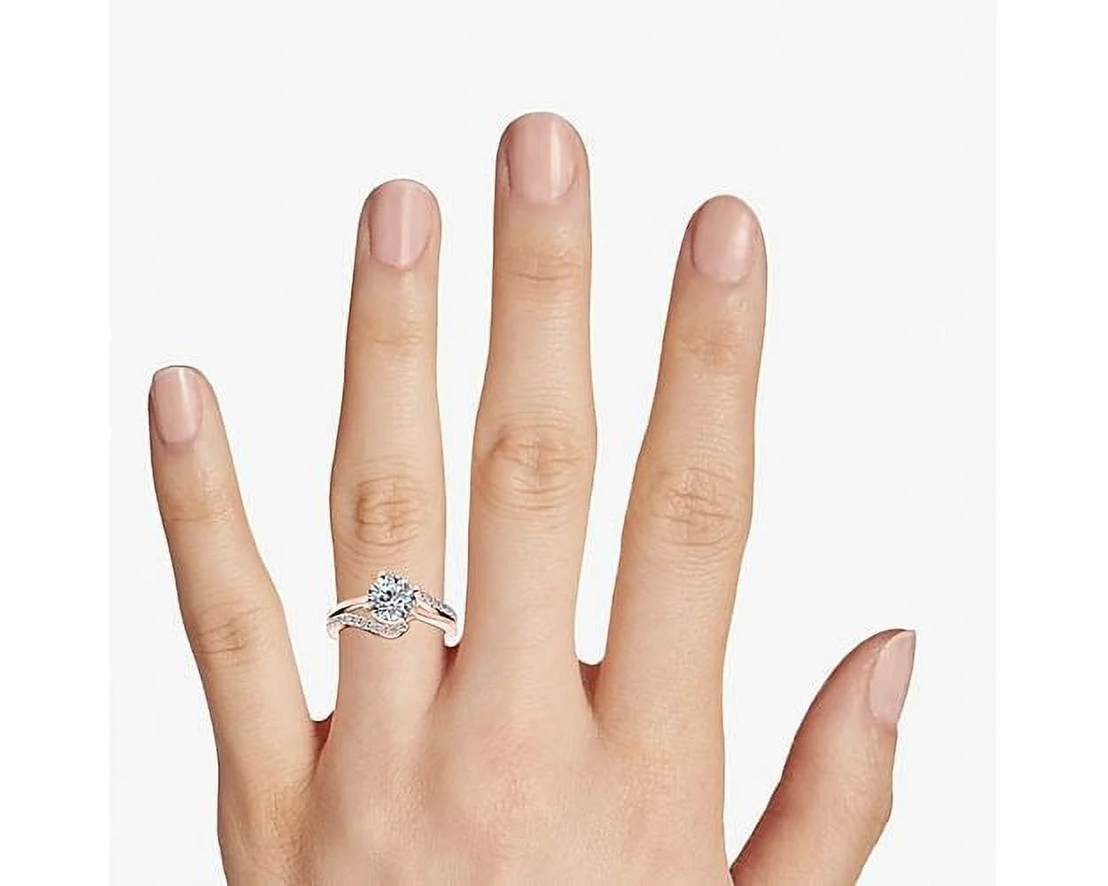 0.70 Carat Round Cut Real Diamond Solitaire Ring with Accents Solid 14K Rose Gold Size 11 J2119
