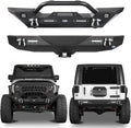 Front & Rear Bumpers Kit with Winch Plate & Hitch Receiver & LED Lights for Jeep Wrangler JK 2007-2018 O115