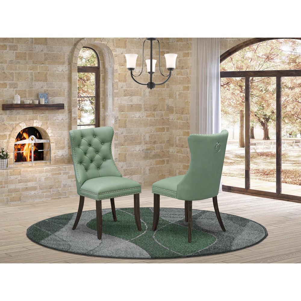 Willow Green faux leather Padded Dining Chairs, Set of 2 L172211