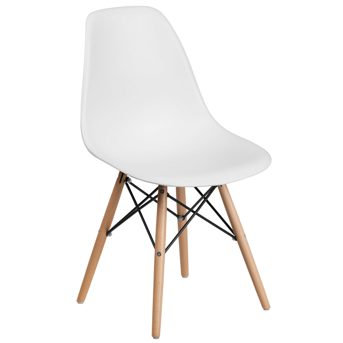 Orange Plastic Chair with Wood Base S508697
