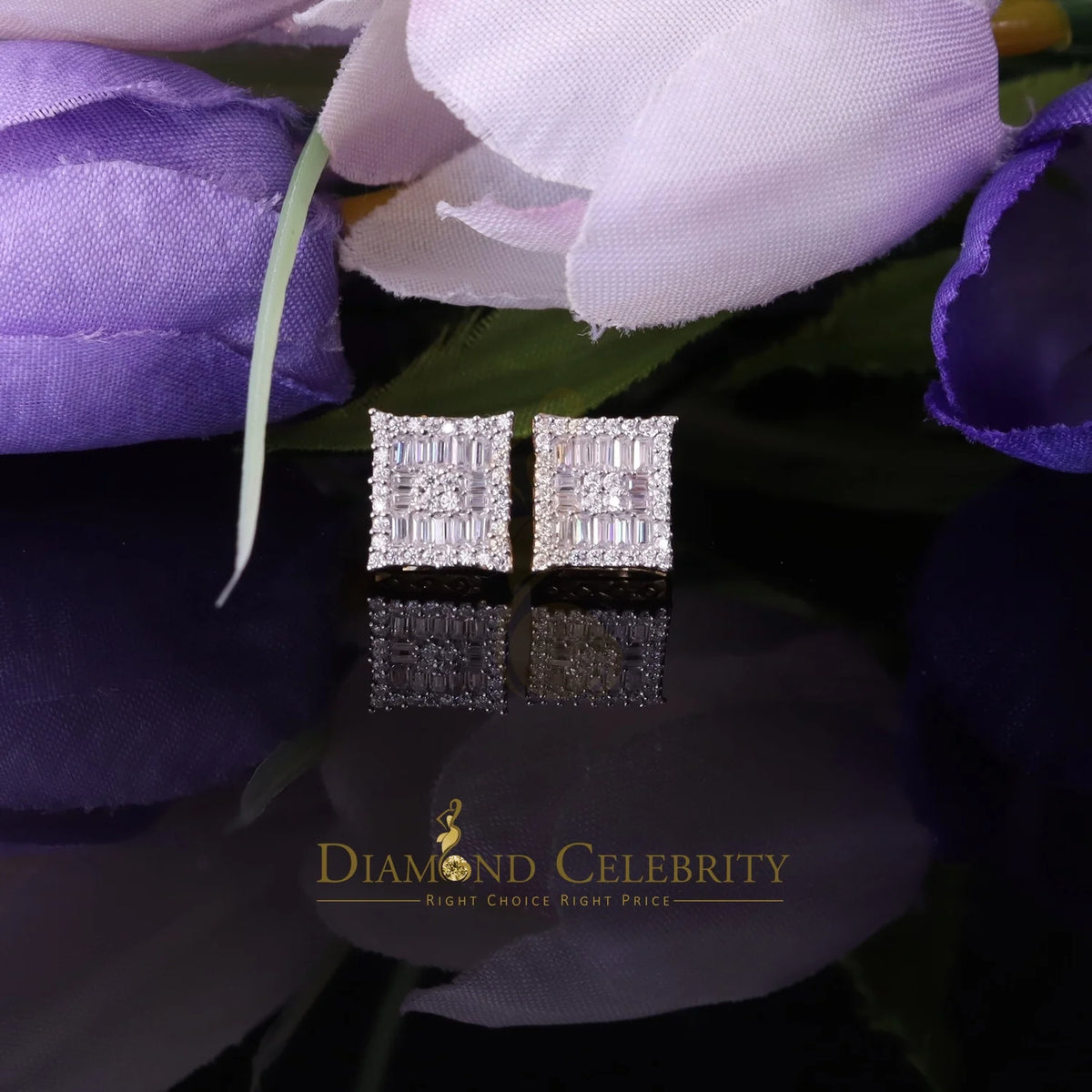 925 Silver Moissanite Baguette Stud Earrings T3093
