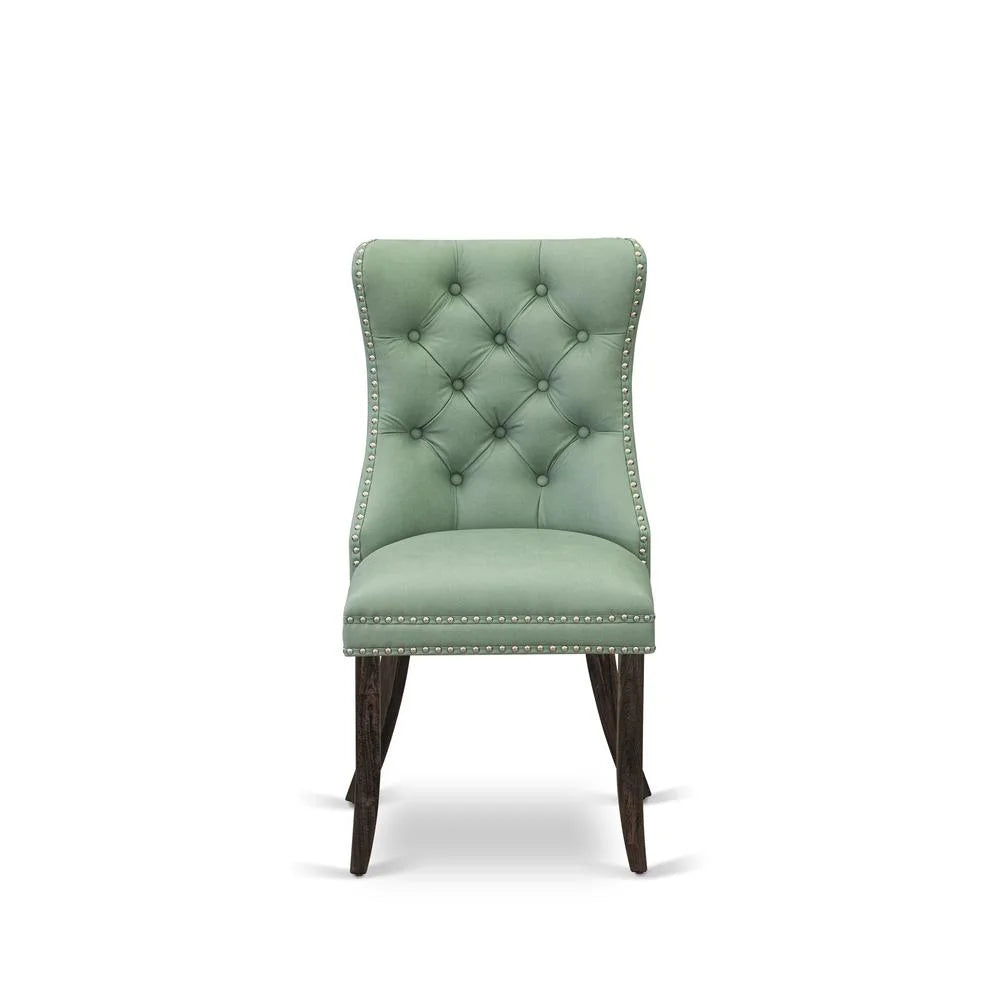 Willow Green faux leather Padded Dining Chairs, Set of 2 L172211