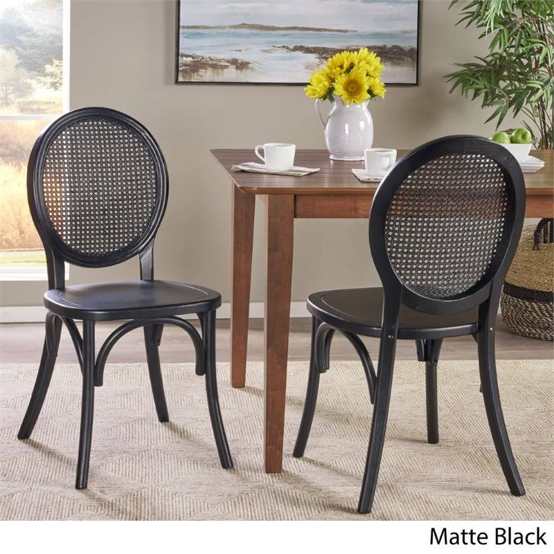 Matte Black Elm Wood Dining Chair Set of 2 B23262