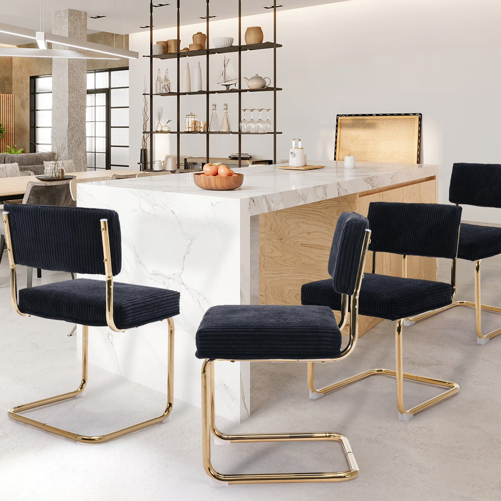Black Corduroy Dining Chairs Set of 4 V703371