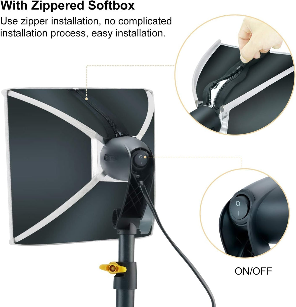 Studio Lighting Softbox Lights Kit 8x8 inch 3-Color LED Bulb Pack of 2 G6945
