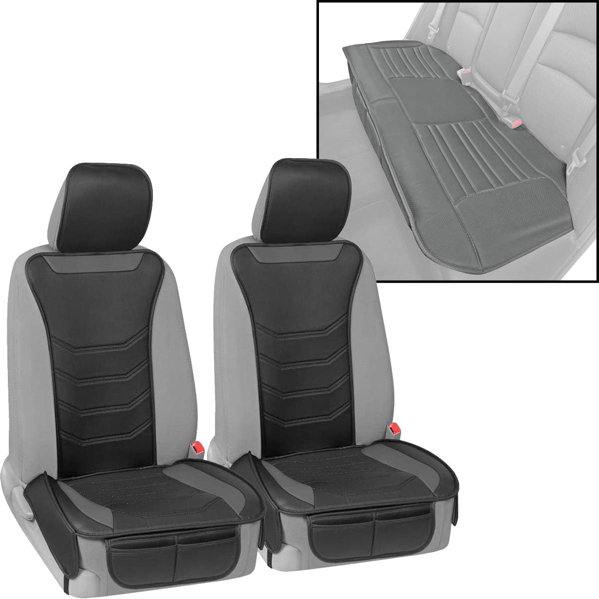Beige Faux Leather Full Set Car Seat Covers with Rear Bench V145