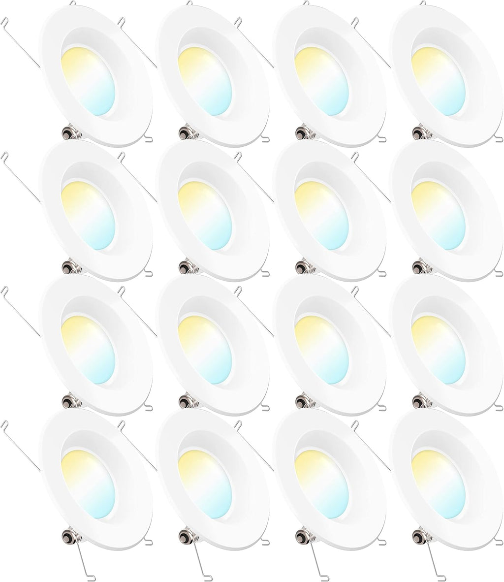 16 Pack 5/6 Inch LED Recessed Lighting Retrofit Kit, Smooth Trim, Dimmable, 2700K Soft White, 13W=75W, 965 LM, Damp Rated F8852