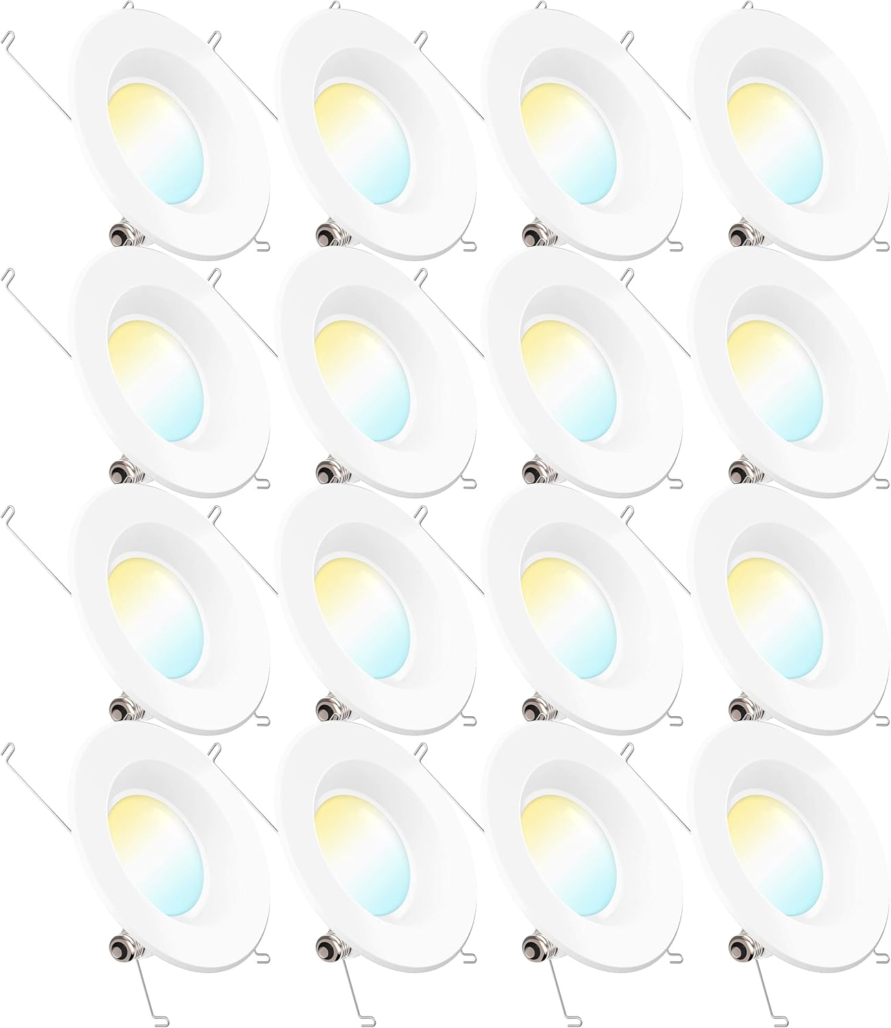 16 Pack 5/6 Inch LED Recessed Lighting Retrofit Kit, Smooth Trim, Dimmable, 2700K Soft White, 13W=75W, 965 LM, Damp Rated F8852