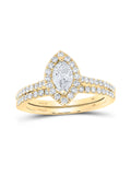 Marquise Diamond Halo Bridal Wedding Ring Band Set 1 Cttw N6129