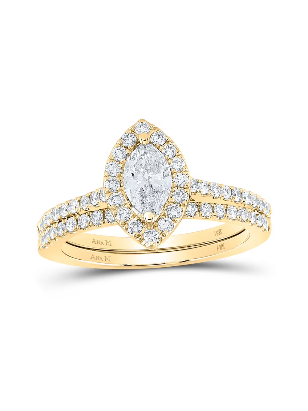 Marquise Diamond Halo Bridal Wedding Ring Band Set 1 Cttw N6129