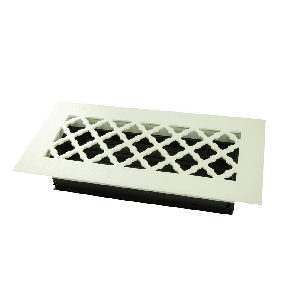White Steel Floor Register with Opposed Blade Damper M515