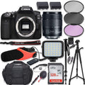 Canon EOS 90D DSLR Camera with 18-135mm USM Lens Kit, 128GB Memory, LED Light, Condenser Microphone, 60" Tripod M269