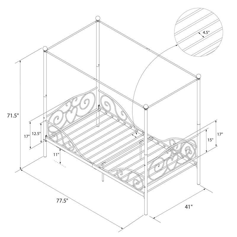 Twin Canopy Bed in White D560314