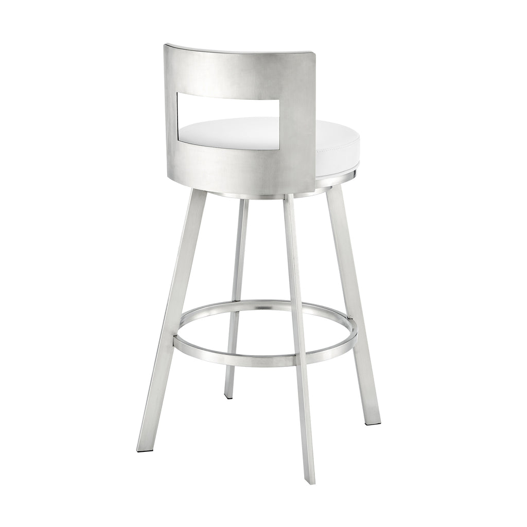 Swivel Faux Leather/Metal Counter Stool in Black/Chrome D23447