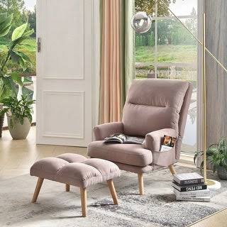 Pink Velvet Recliner Chair with Ottoman P667418
