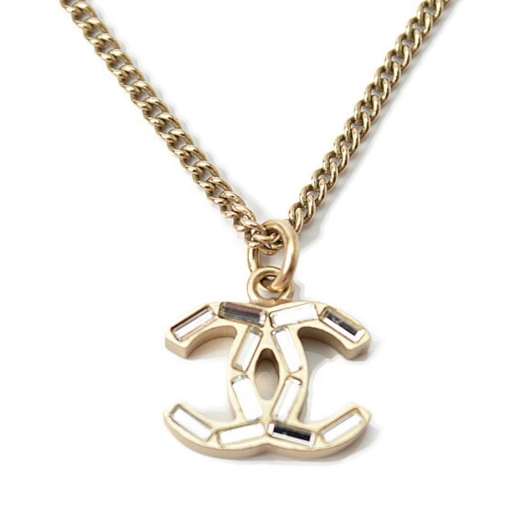 Gold Rhinestone CC Pendant Necklace M104969