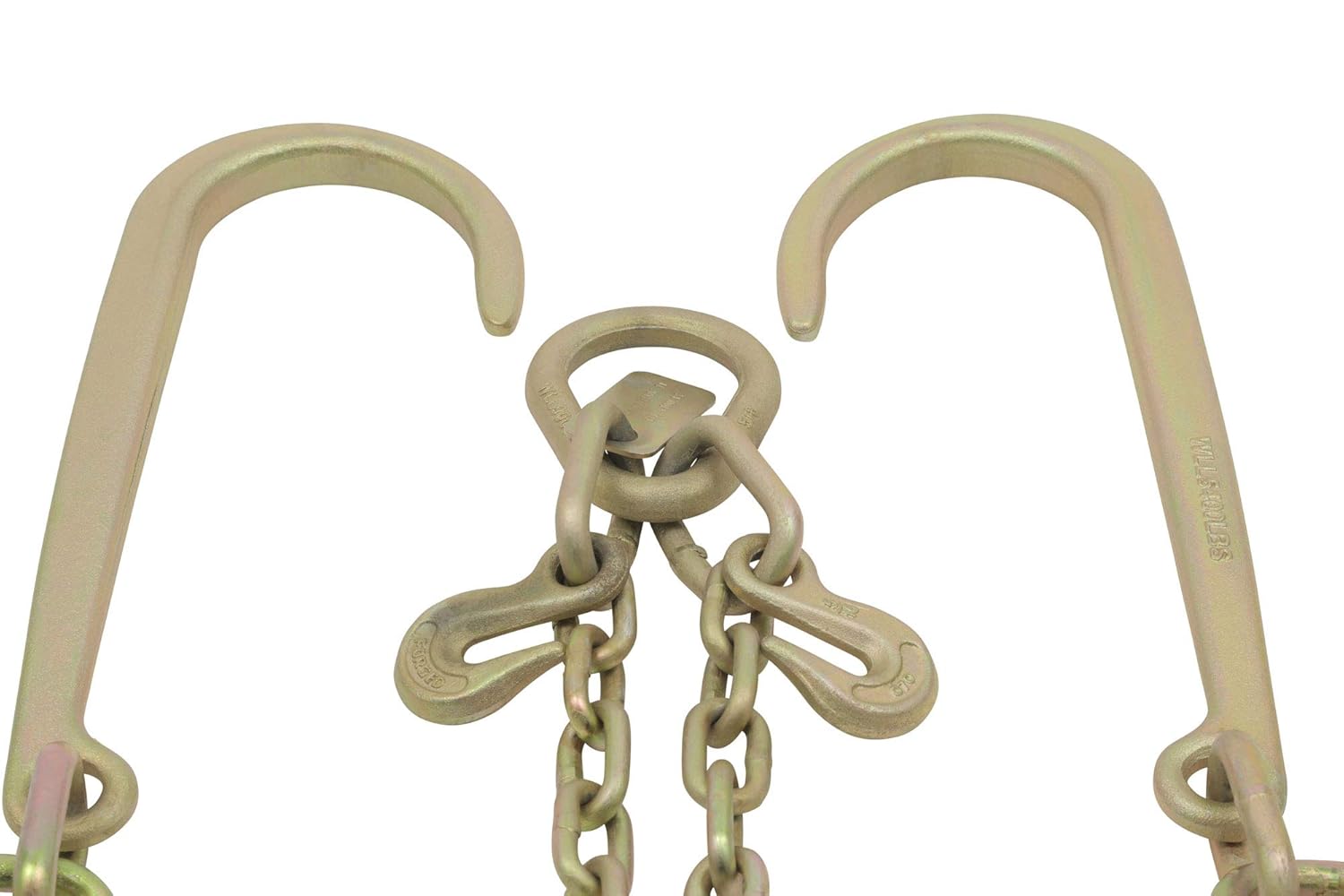 5/16" G70 V-Chain Bridle with 15" Large J Hooks, T-Hook & J-Hook with Grab Hooks 2' Legs (2 Pack) T423798