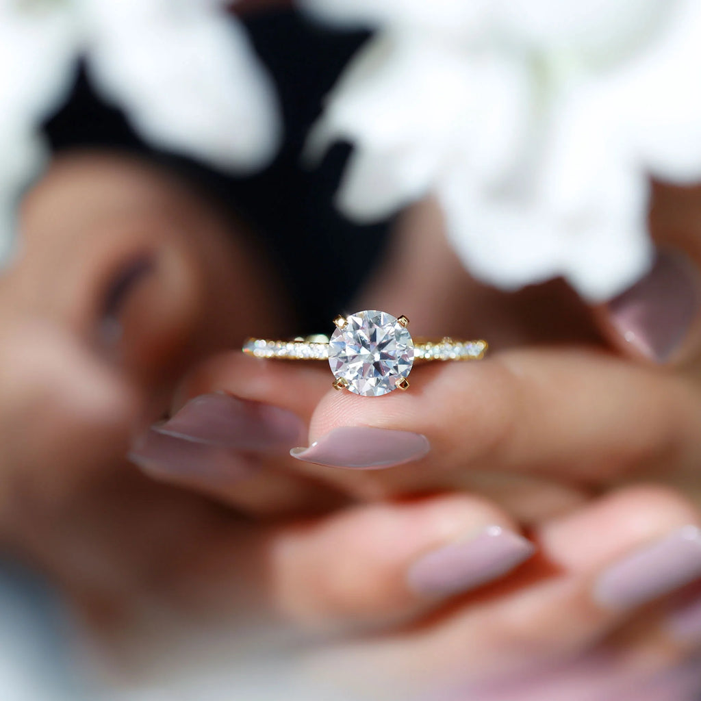 14K Yellow Gold Moissanite Solitaire Engagement Ring K8507